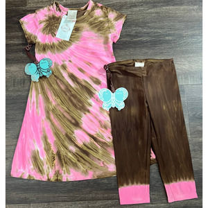 Angela Frost Girls Dress and Leggings Set Pink Brown Size 4 NWT